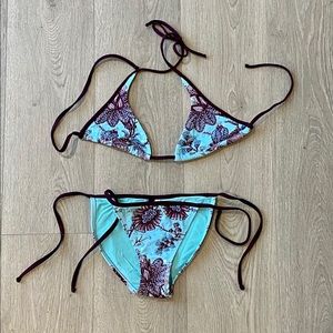 Vix maroon and blue beaded bikini